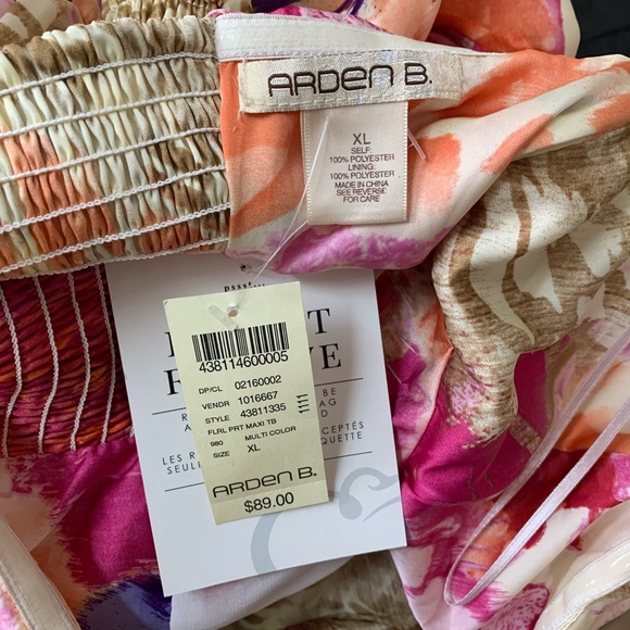 Arden B Multicolor Floral Strapless Dress Beaded Maxi Party Vacation X-Large New - Picture 9 of 9